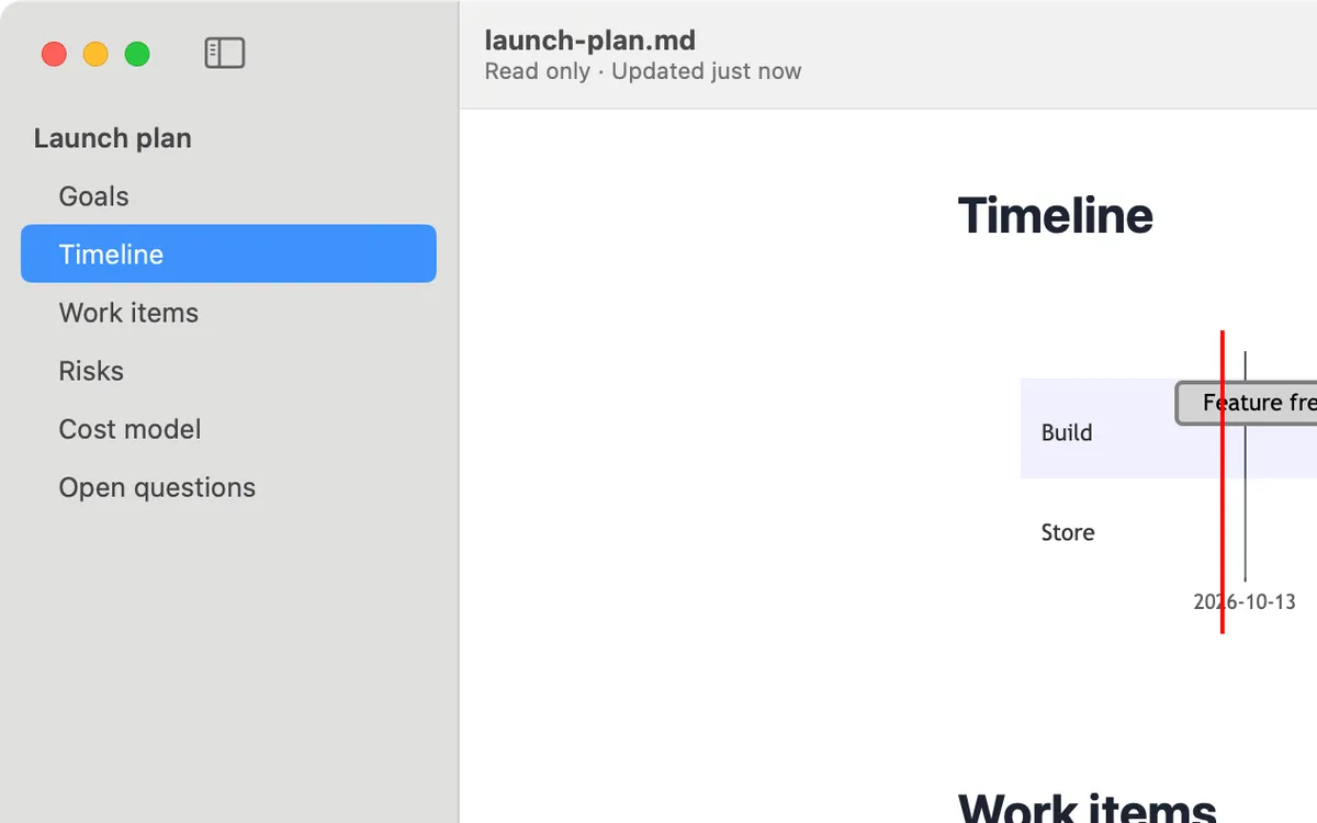 Markko outline sidebar with the current section marked