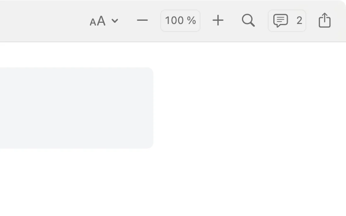Markko toolbar with text size, zoom at 100 %, find and comments